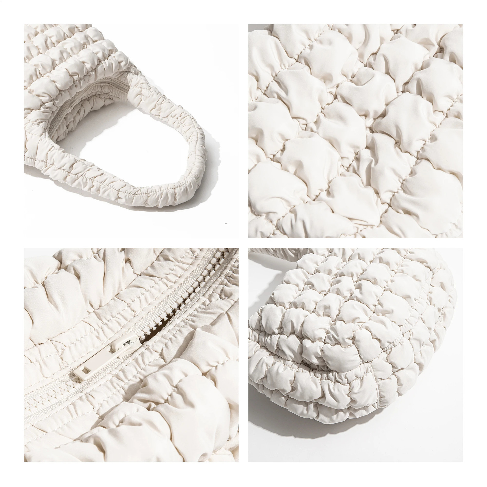 MABULA Female Hand Bag Casual Fashion Simple Nylon Quilted Elegant for Weekend Vacation Pleated Ladies Shopper 241226Z