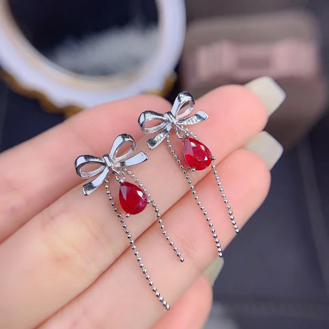 KJJEAXCMY Fine Jewelry Natural Ruby Earrings For Women S925 Pure Silver Exquisite Inlaid High Clarity Gem Support Testing 241226
