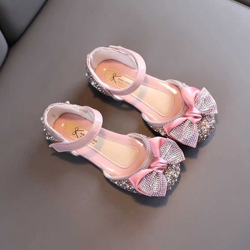 Kids Princess Luxurious Shoes For Wedding Sequins 21-30 Infant Girls Mary Janes Glitter Fashion Pink Green Children Flats W241228