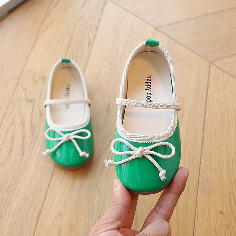 Fashionable childrens flat shoes 2-7-year-old childrens soft soled bow knot princess shoes little girls single shoes Chaussure filling W241228