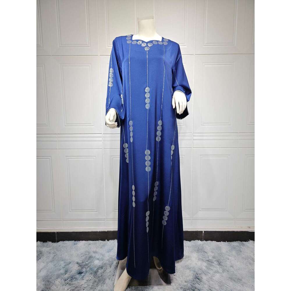 Muslim Clothing Arab Dubai Satin Hot Diamond Fashion Dress Soft Jalabiya Robe