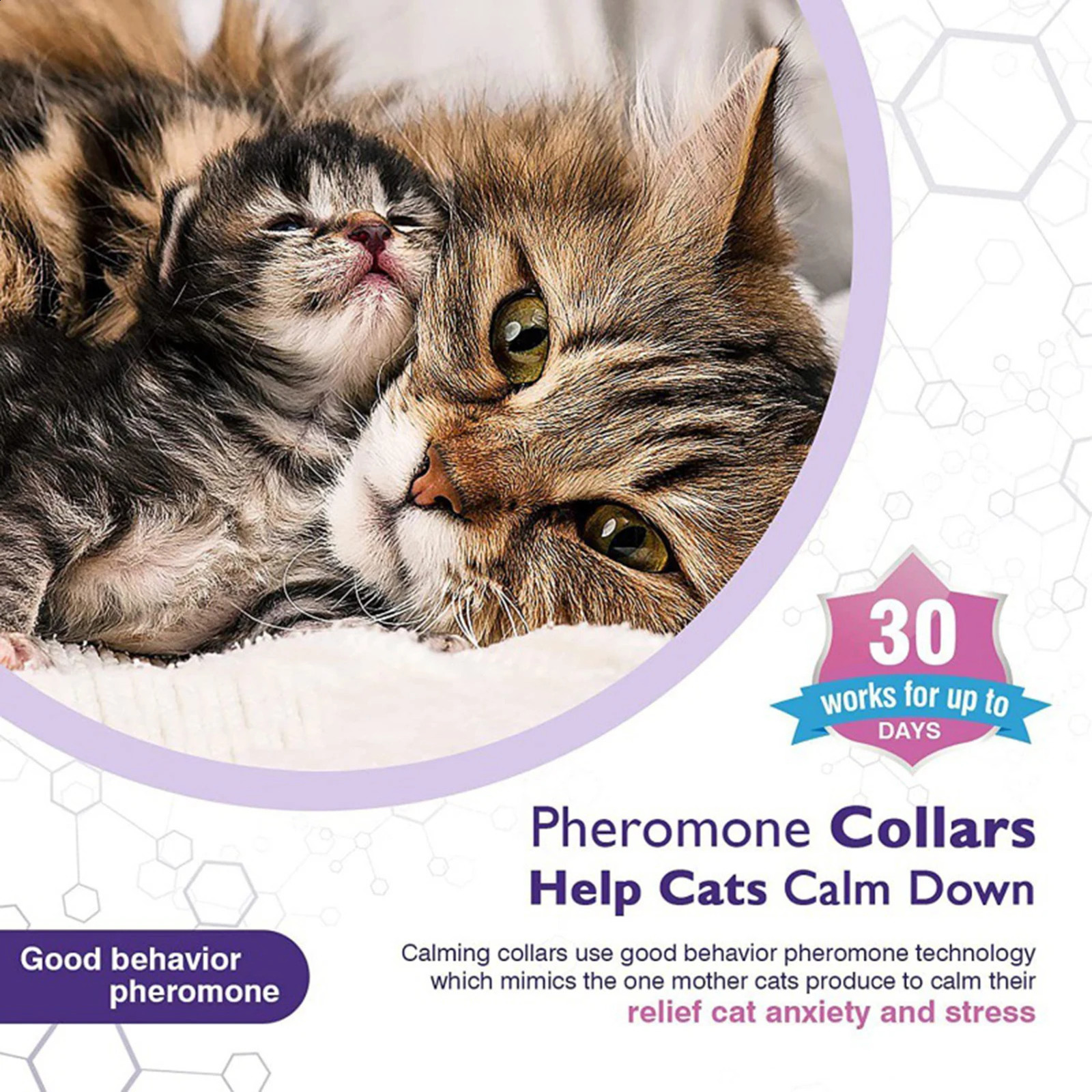 4pcs Calming Collar for Cats Relieve Stress and Anxiety Calming Collar dium Large Small Kitten 241227