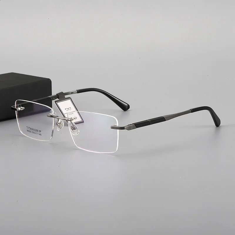 HDCRAFTER Vintage Rimless Glasses Frame Men Optical Myopia Prescription Eyeglasses Frame Women High-quality Eyewear 241227