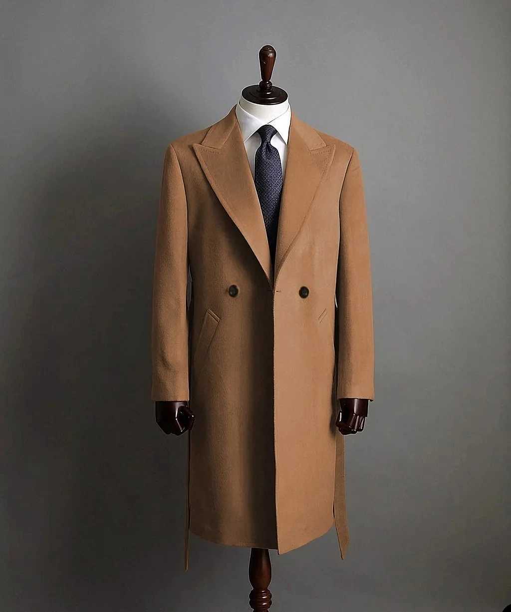 Modern mens trench coat kayak slim fit collar double chest casual long business banquet coat mens coat W241228