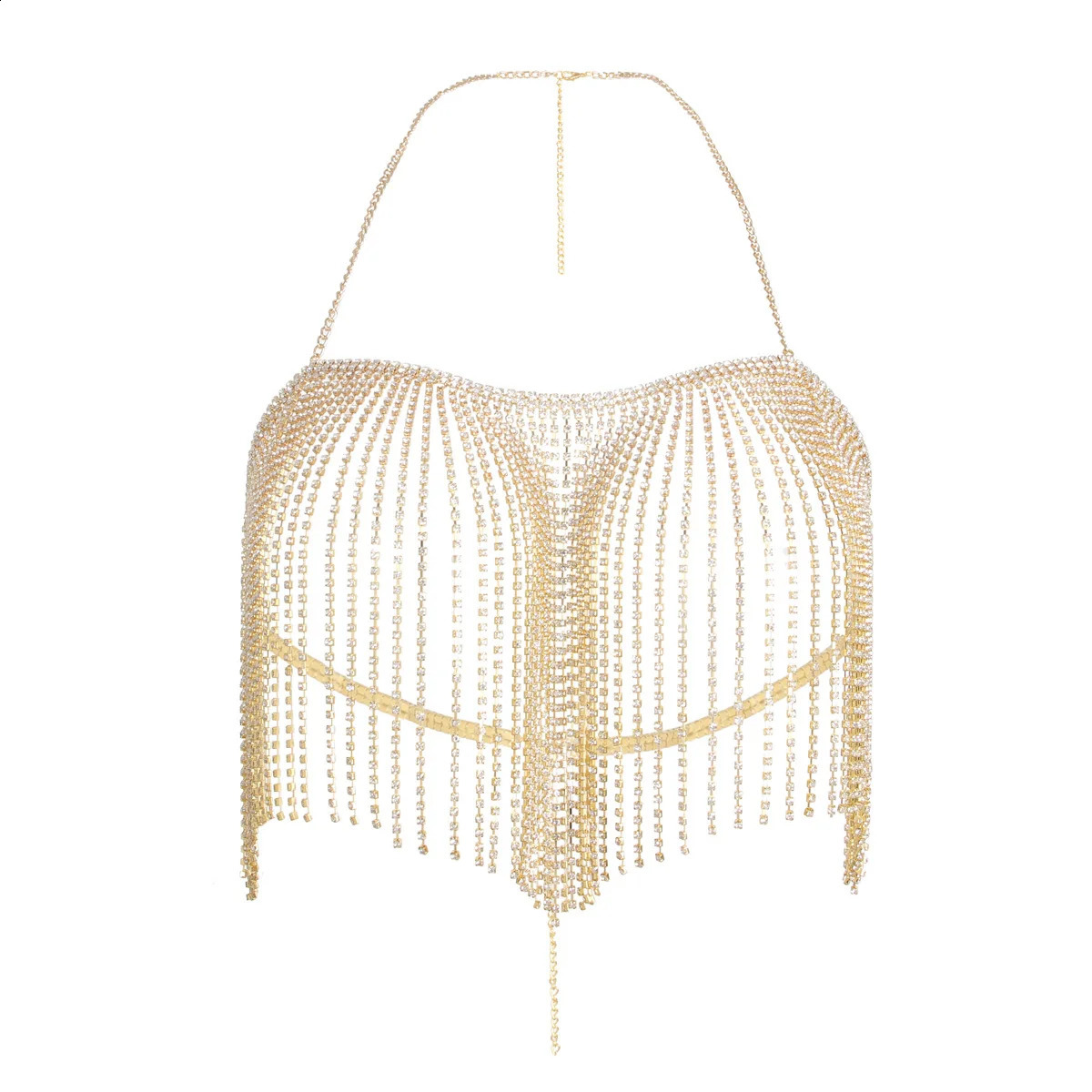 Trend In Tassels Hip Hop Style Rhinestone Chest Chain Nightclub Womens Body Chain Jewelry 241227