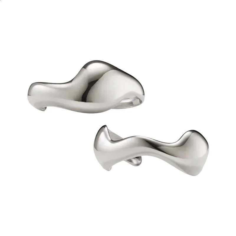 Geometric Irregular Glossy Wave Opening Light Premium Sense Delicate Stacking Bracelet 241227