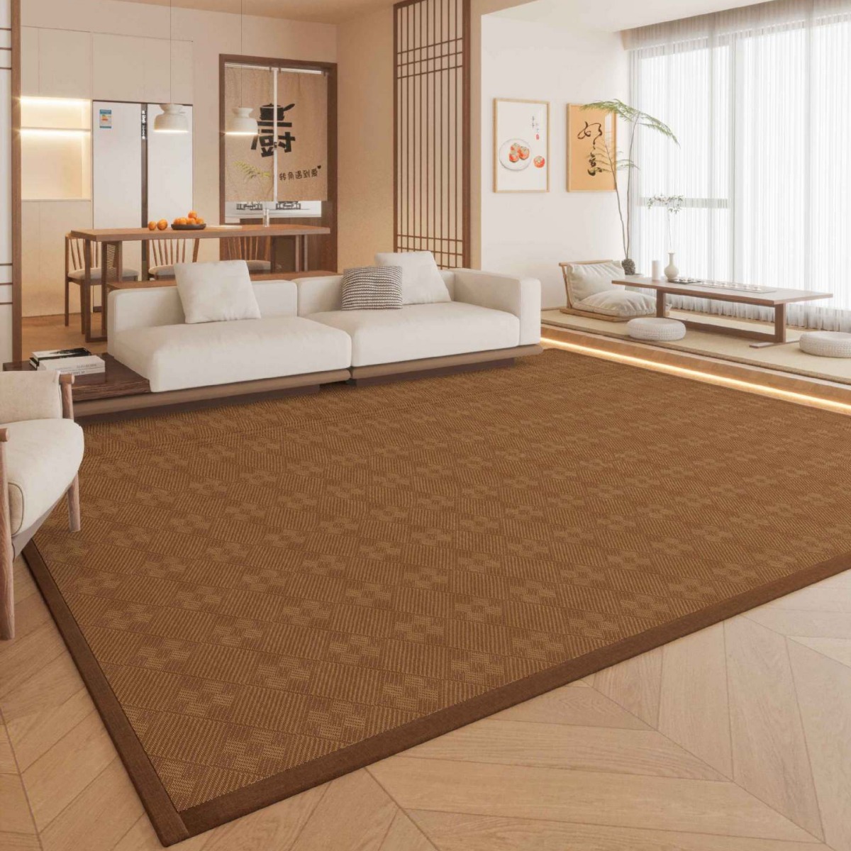 5049-145-Modern White Minimalism Large Living Room Carpet Light Luxury Beige Decoration Bedroom