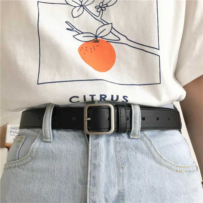 Fashionable mens denim black belt genuine leather strap 3.0cm antique silver buckle high-quality mens black denim strap W250326