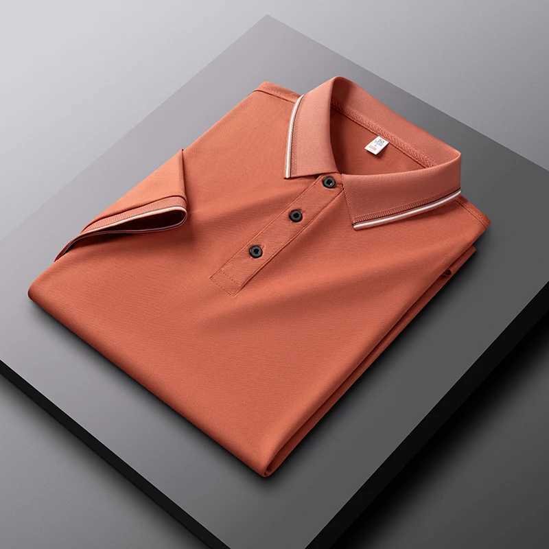 High quality classic short sleeved shirt shirt mens short sleeved collar summer ice silk breathable T-shirt casual luxury mens clothing X241228