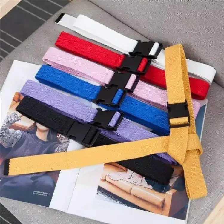 Adult adjustable full matching belt with neutral Korean canvas strap retro plastic buckle elastic solid color long waistband W241228