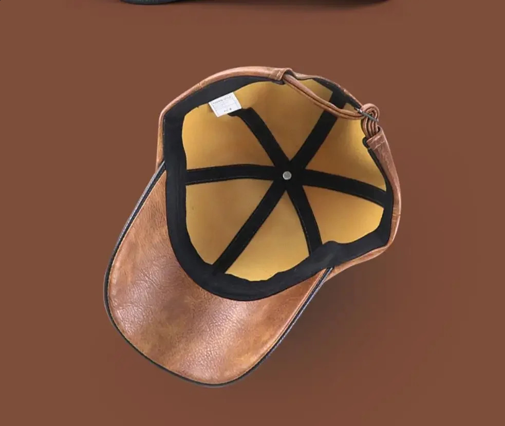 Dad Winter Wind Proof Warm Leather Baseball Cap Male Outdoor Casaul PU Hat Man Velvet Caps 56-60cm 241227