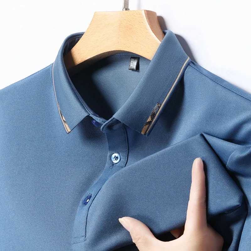 2024 mens solid color cotton business casual shirt shirt summer fashion short sleeved comfortable breathable top X241228
