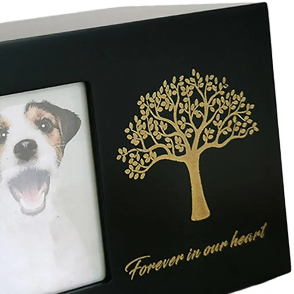 Cremation Urn for Dogs Funeral with Po Frame Wood Cat Ashes Keepsake Box 241225
