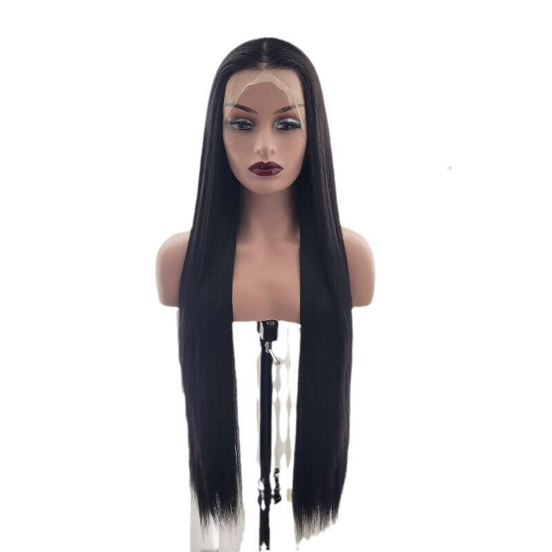 Fashionable Women's Black Long Synthetic Front Lace Wig Headband Long Straight Hair Kq2 Kq2