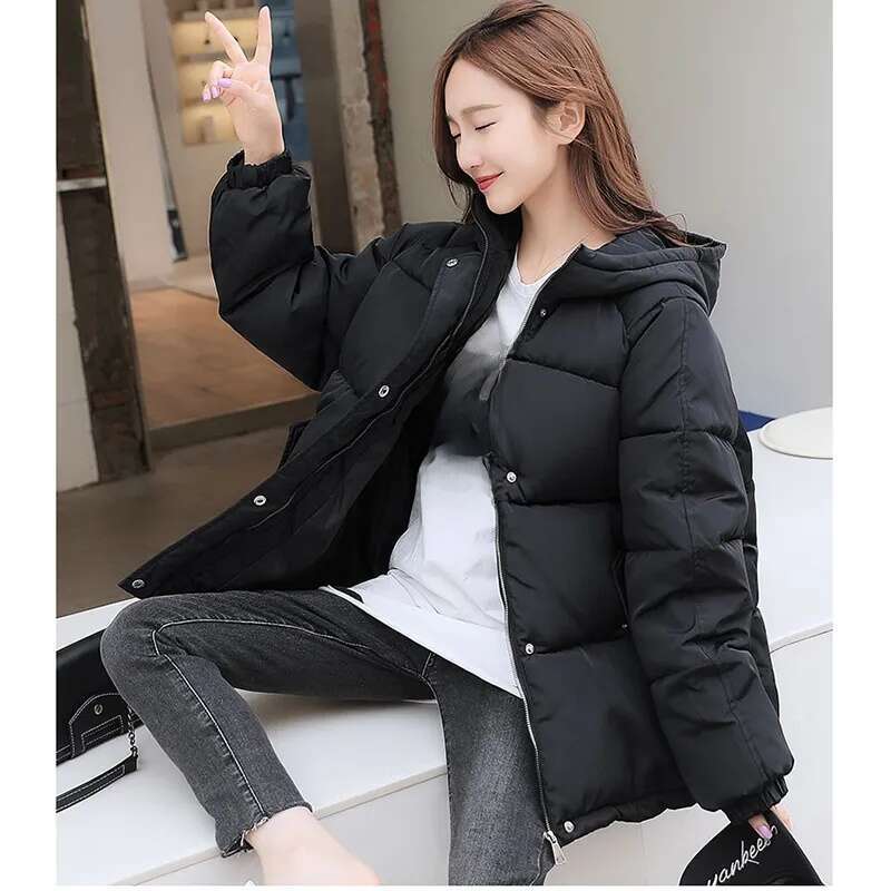 Short Oversize Parka Warm Thick Cotton Coat Loose Hooded Padded Women Winter Jacket Q1913 M7h 201127