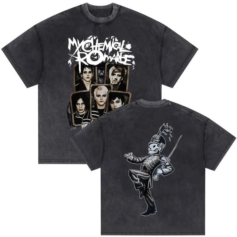 Washed Vintage My Chemical Romance 2007 Tour T-shirt Mens Parade Punk Emo Rock Band T-shirt Mens Fashion Oversized T-shirt X241228