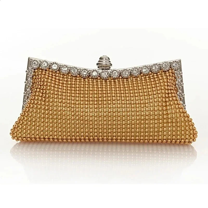 Evening Gold Clutch Bag Glitter Bead N Elegant Woman Party Bags Vintage Fashion Bridal Purse Silver Handbags Night Bag 241227