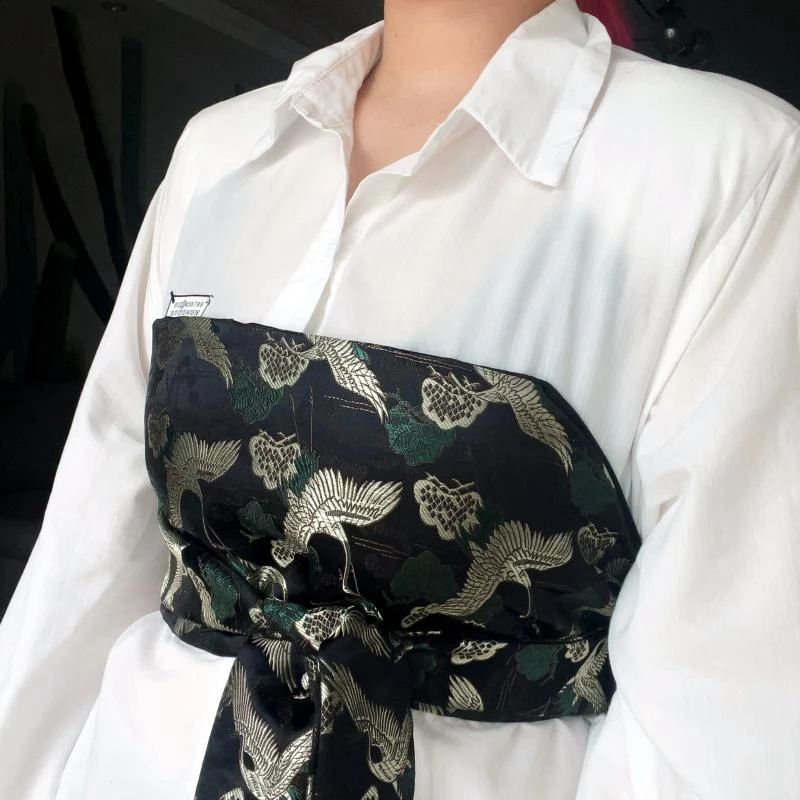 Japanese Haori Kimono Yukata Obi Belt Literature Brocade Jacquard Fabric Waistband Shirt Dress Decor Chest Wrapped Cummerbunds 241227