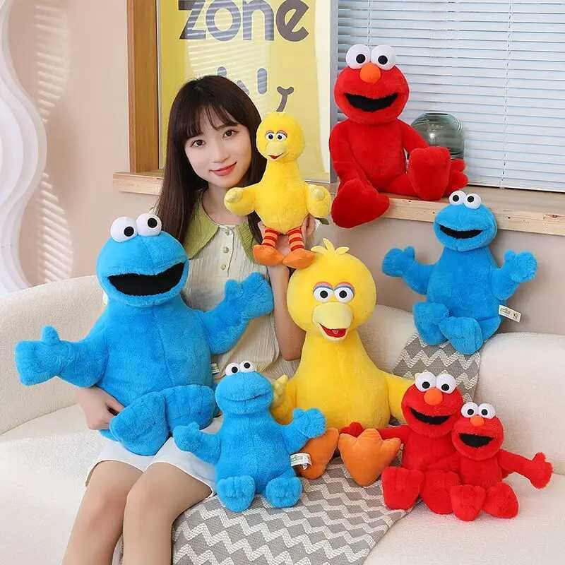Sesame Street Plush Doll Red Elmo Blue Cookie Guy Yellow Big Bird Plush Toys Super Soft Childrens Birthday Gift X241227