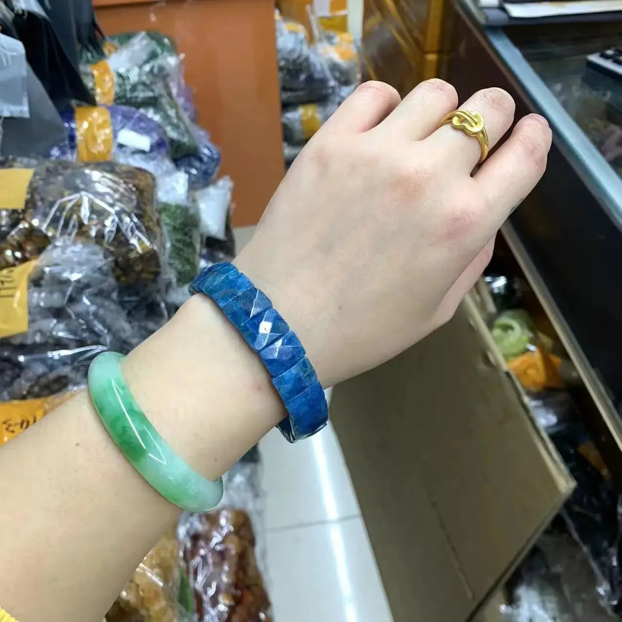 Natural Apatite Stone Beads Bracelet Natural Gemstone Bangle Charming Jewelry for Woman for Gift Wholesale 241227