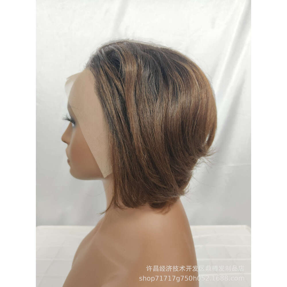 Real Hair Front Short Head Cover 13X4 Lace Frontal E Cut Wig Kq2 Kq2