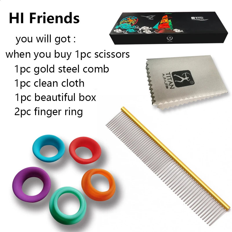 TITAN 7075 inch Professional Pet Grooming Shears Fishbone Teeth StraightCurved Chunker Scissors Dog Beauty Scissors 241224