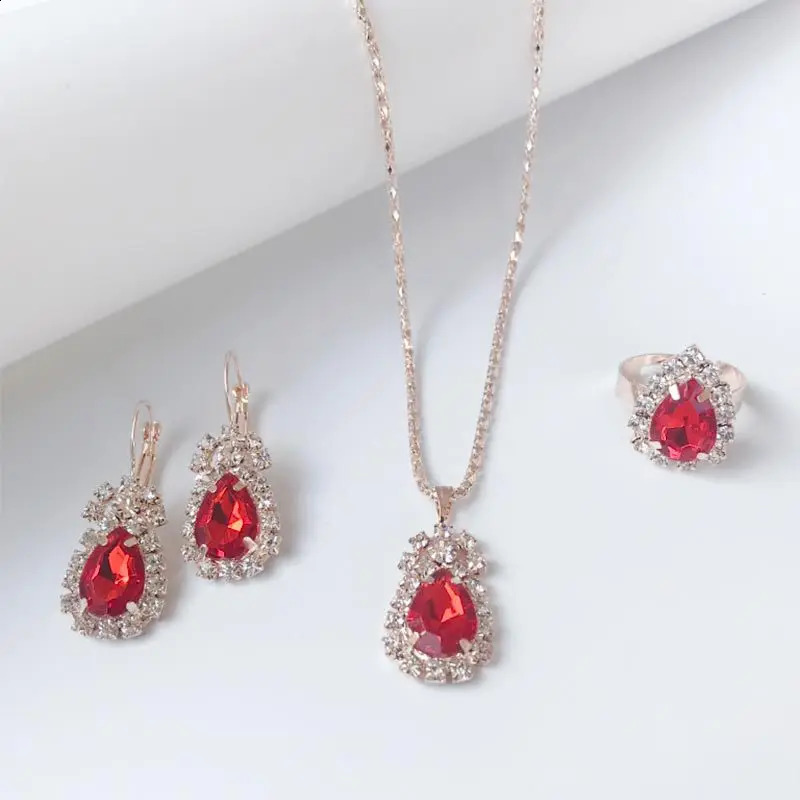 Latest drops jewel claw necklace set necklace Earrings rings three piece manufacturers wholesale 6pcs 241226