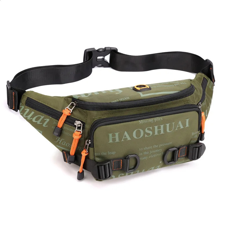 outdoor mens waist pack fashion casual chest bag cross-border waterproof nylon cloth diagonal multi-functional mens bag 241228