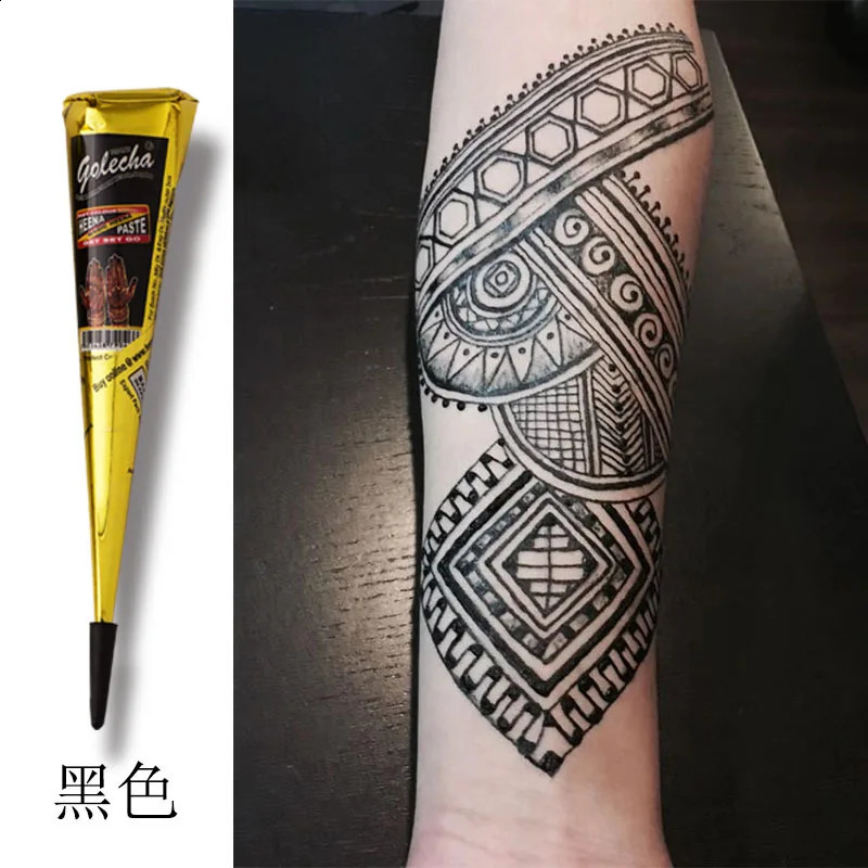 Henna Tattoo Paste Black brown red white Henna Cones Indian For Temporary DIY Tattoo Sticker Body Paint Cone henne 241224