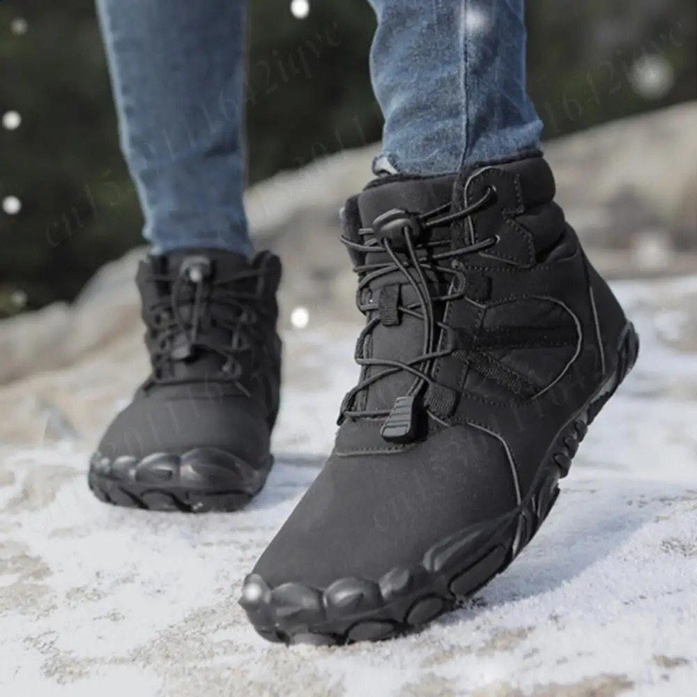 Winter Snow Boots Hiking Shoes Non Slip Casual Barefoot Shoes Winter Jogging Sneakers Waterproof High Top Trekking Shoes 241228