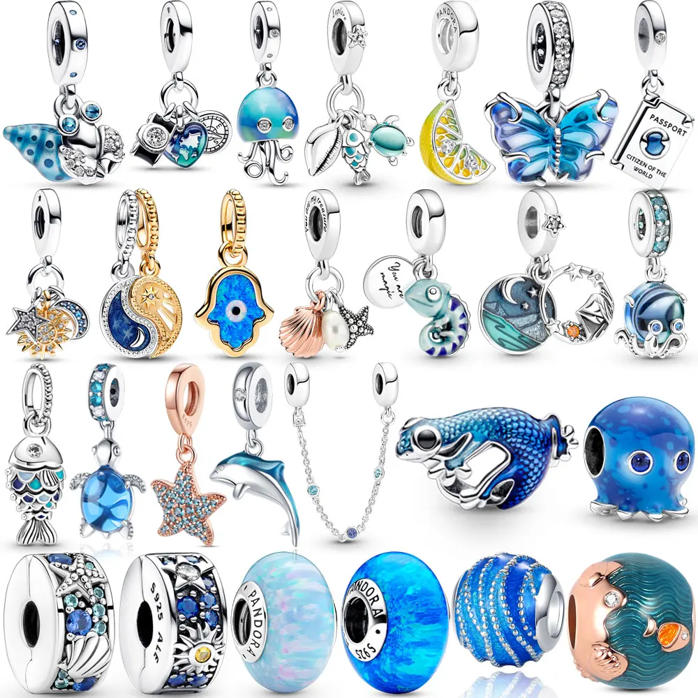 Designer charm bead for Women Bracelet Blue Ocean Seriesn,925 Sterling Silver Jewelry European American Style Lover Engagement Anniversary Wedding Gift With Box