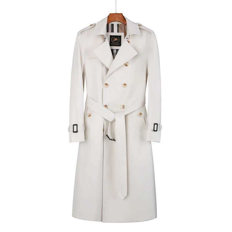 mens windbreaker Over the knee spring and autumn double breasted Business work long trench coat men W241228