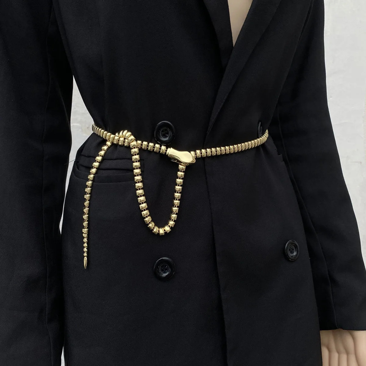 Unique Snake Head Metal Waist Belt Fashion Style Metal Chain Belt for Women Mens Pants Skirt Coat Accessories 241227