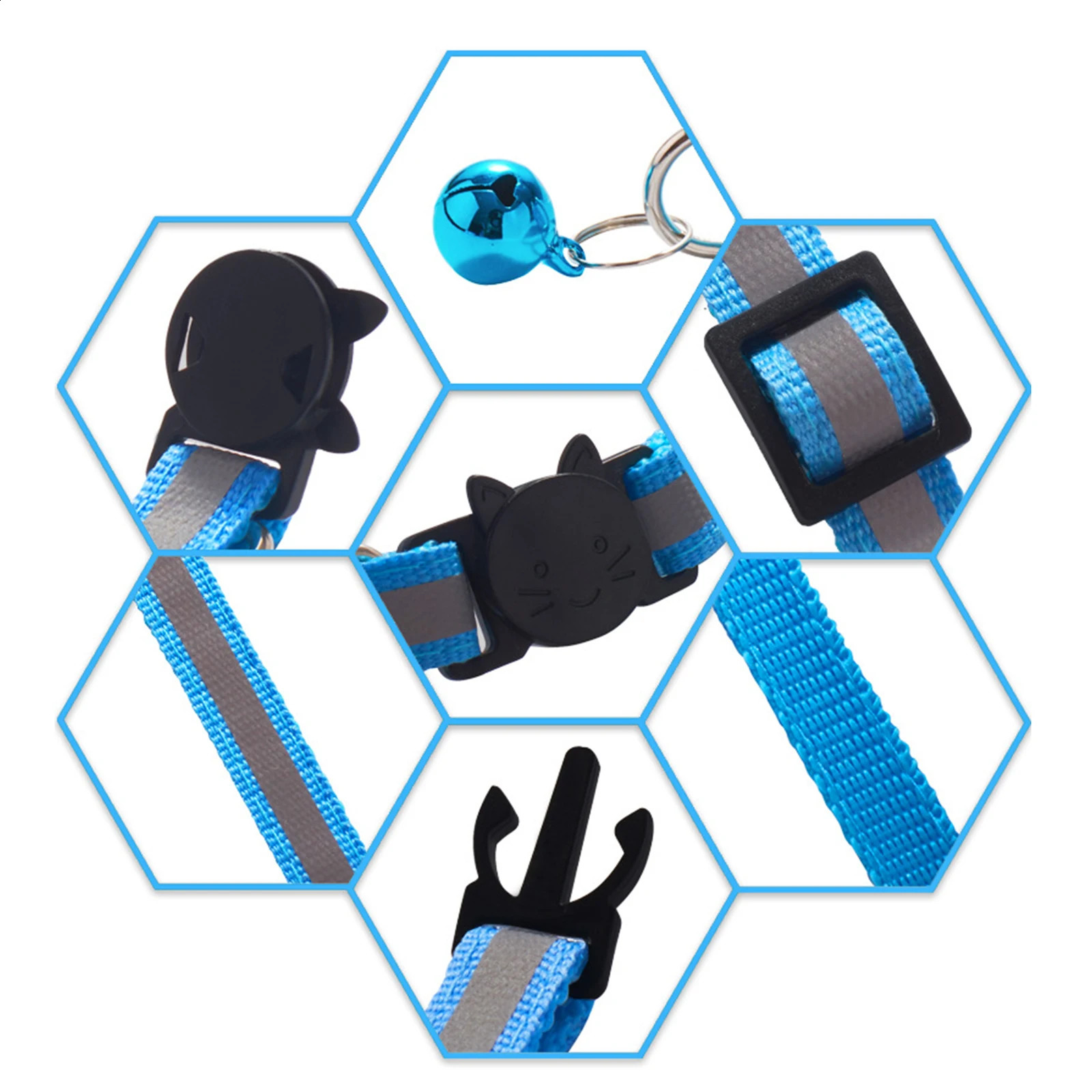 20 Piece Wholesale Reflective Breakaway Cat Collar Neck Ring Necklace Bell Pet Products Safety Elastic Adjustable 241227