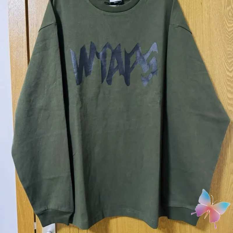 Extra Large Strt Casual Cotton Couple Wtaps Long Sleve T-shirt Irregular Wave Letter Printing Round Neck Mens and Womens Cleaning X241228