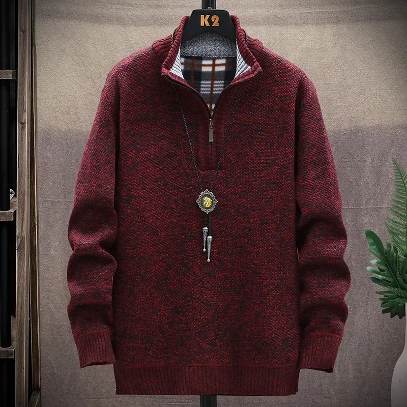 Autumn Zip Up Collar Pullover Men Thicken Knitted Sweaters Half Zipper Pullovers for Male Sweatshirt Turtleneck Sweater Coat Men 241224
