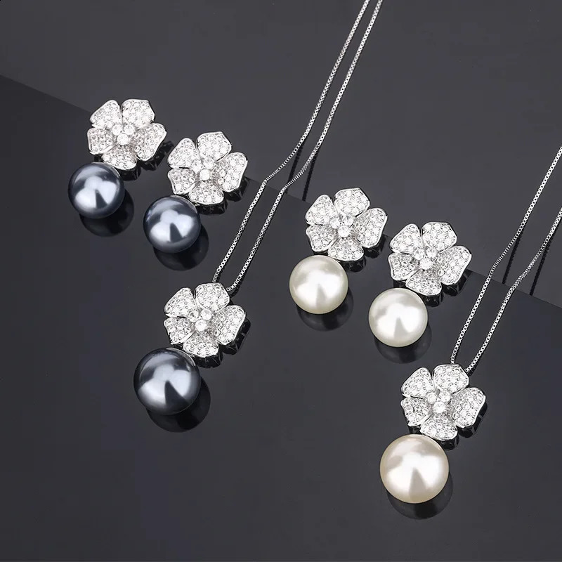 jewelry 18K gold plated pearl fashion flower fashion set 16mm14mm gemstone jewelry 241226