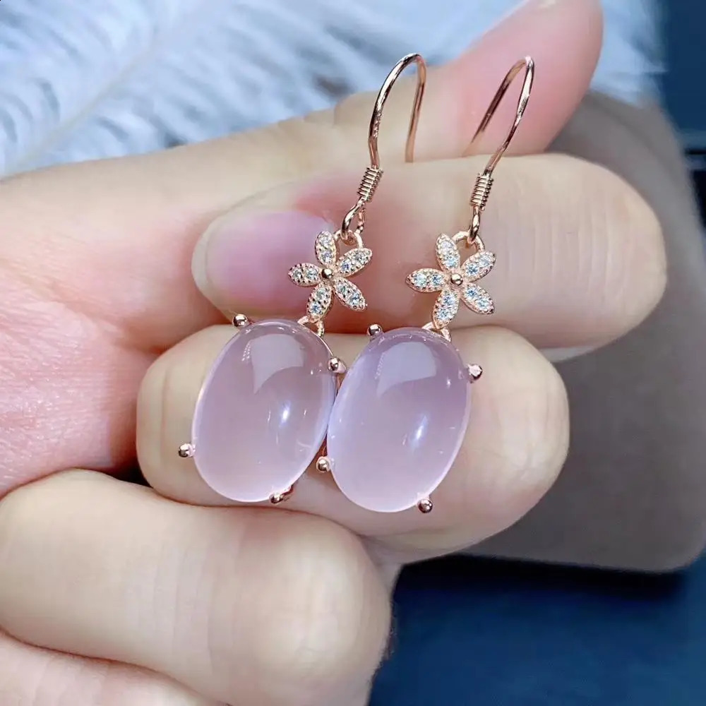 Gift Natural and Real Rose Quartz Earring Natural And Real 925 sterling silver Rose Quartz Earring 241226