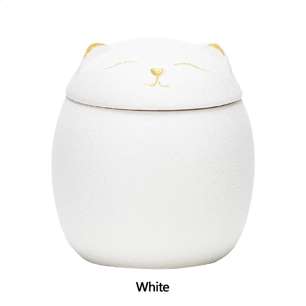 Cat Shape Pet Ceramic Canister Memorial Urn Seal Pot Keepsake Casket Porcelain Jar Pet Ashes Storage Memento Burial Holder 241225