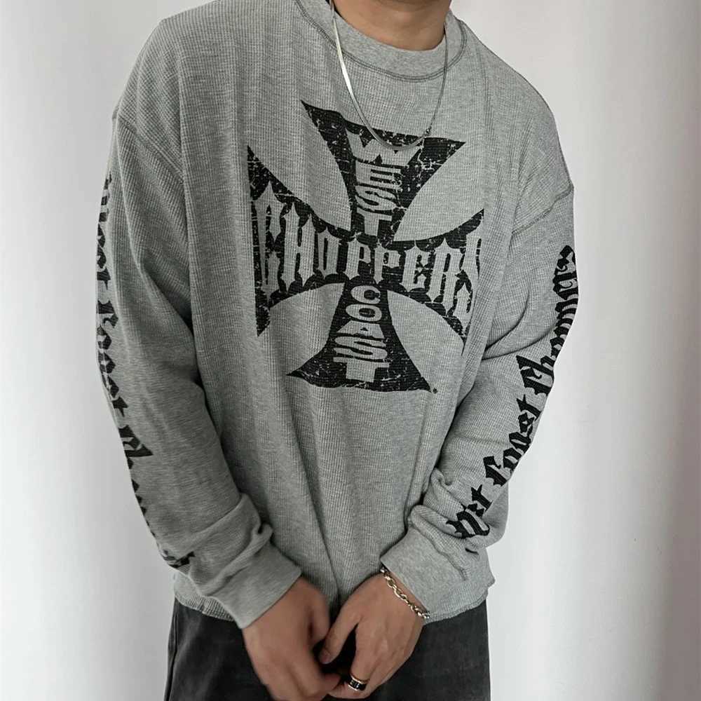 Trendy American Ins Mens Retro Loose T-shirt Summer Printed Long Sleeve Durable Y2K Simple Couple T-shirt Top X2412281