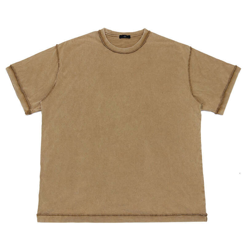 Pure cotton distressed washed with reverse stitching technology, oversized shoulder style short sleeved HIP HOP hip-hop T-shirt