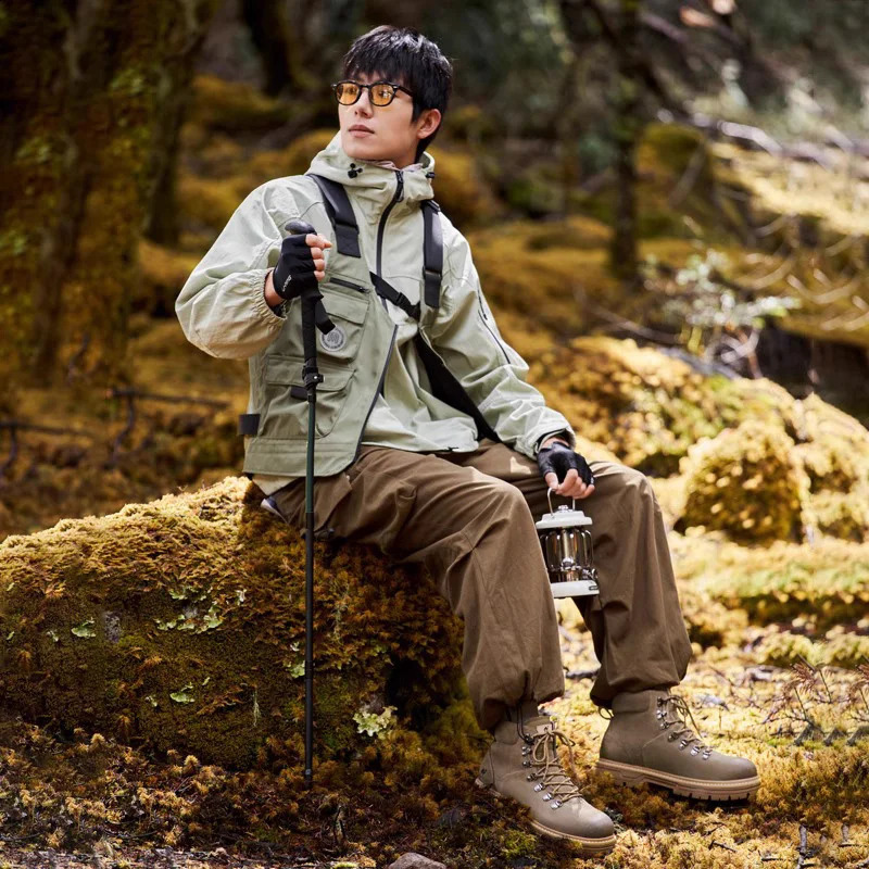 GOLDEN CAMEL Mens Winter Work Boots Waterproof Anti-slip Warm Plus Velvet Thick-soled Hiking Shoes for Men High-top Climbing 241228