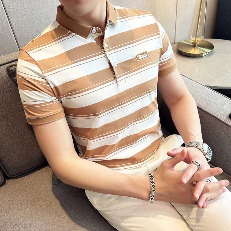 New Summer Mens Classic Striped shirt Mens Cotton Short Sleeve Embroidered Business Casual Hot shirt Shirt Mens S-4XL X241228