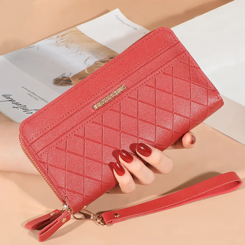 Women's Long Wallet Female Purse Wallet Tassel TLXT Coin Purse Card Holder Wallets Double Zipper Pu Leather Clutch Luxury Money Phone Bag Pink Wa