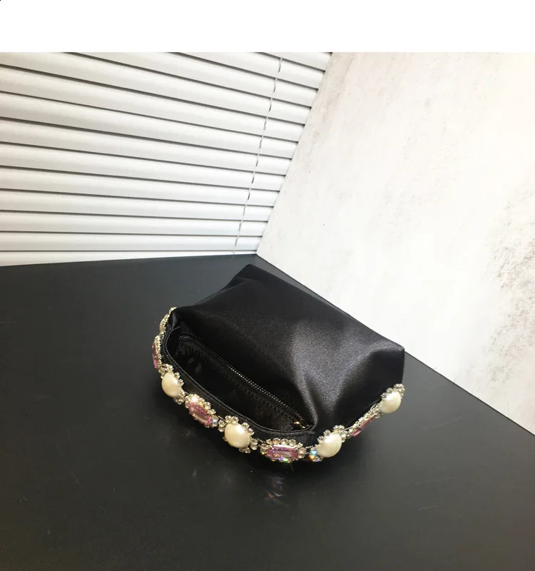 Women Stones Silk Phone Handbag For Wedding Party Evening Handbags Crystal Clutches Lady Floral Top Handle Rhinestone Bags 241228