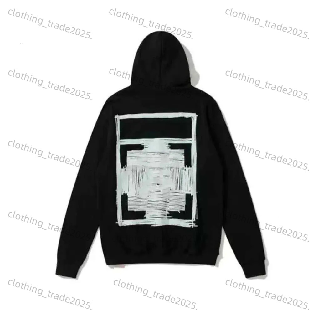 Designer off white Hoodies Sweatshirts Mens Hoodies Black T-Shirts Style Trendy Fashion Sweater Painted Arrow Crow Stripe Loose Hoodie d37