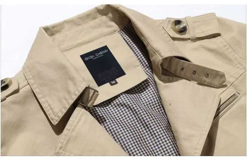 Spring Autumn and Winter Fashion Street Coat Mens Business Coat Long Jacket Pure Cotton Casual Windbreaker Coat W241228