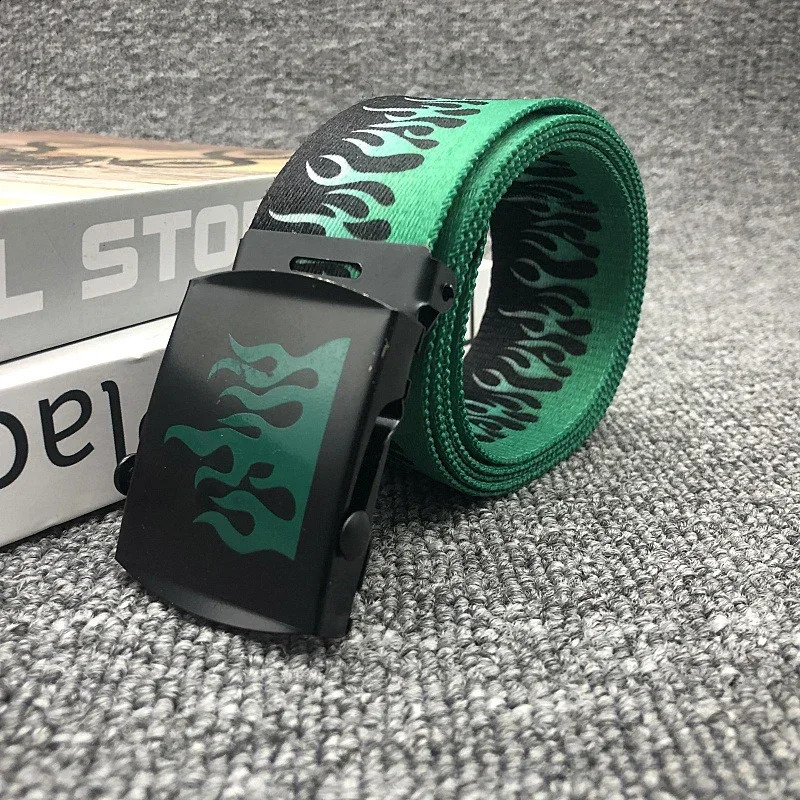 Fashion Flame Belts Unisex Hiphop Style 125cm Colorful Canvas Webbing Casual Apparel Accessories 241225