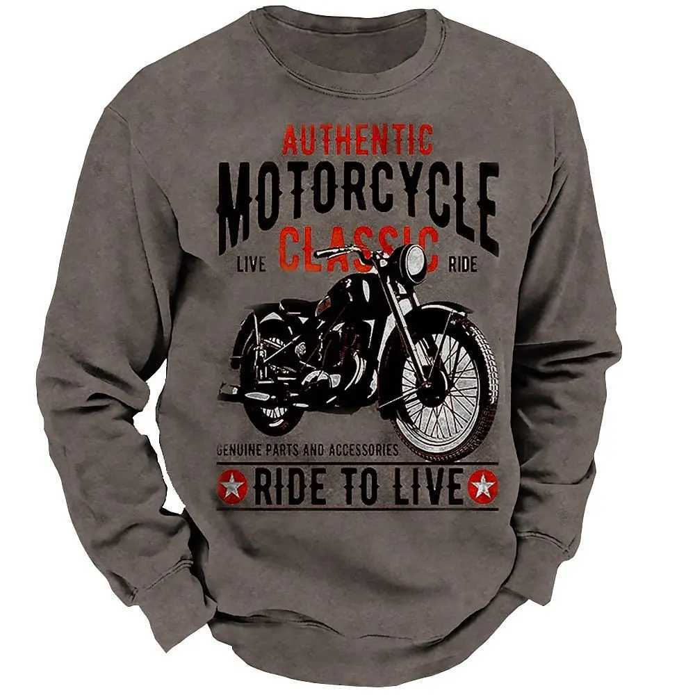 Cotton retro mens sportswear 3D retro motorcycle oversized T-shirt mens clothing racing T-shirt motor Ts long slip top X241228