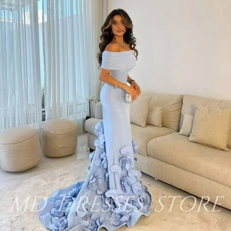 MD 2025 Elegant Sheath Evening Gown Dress Off The Shoulder With 3D Flower Special occasion Dress vestidos de fiesta customised 241220